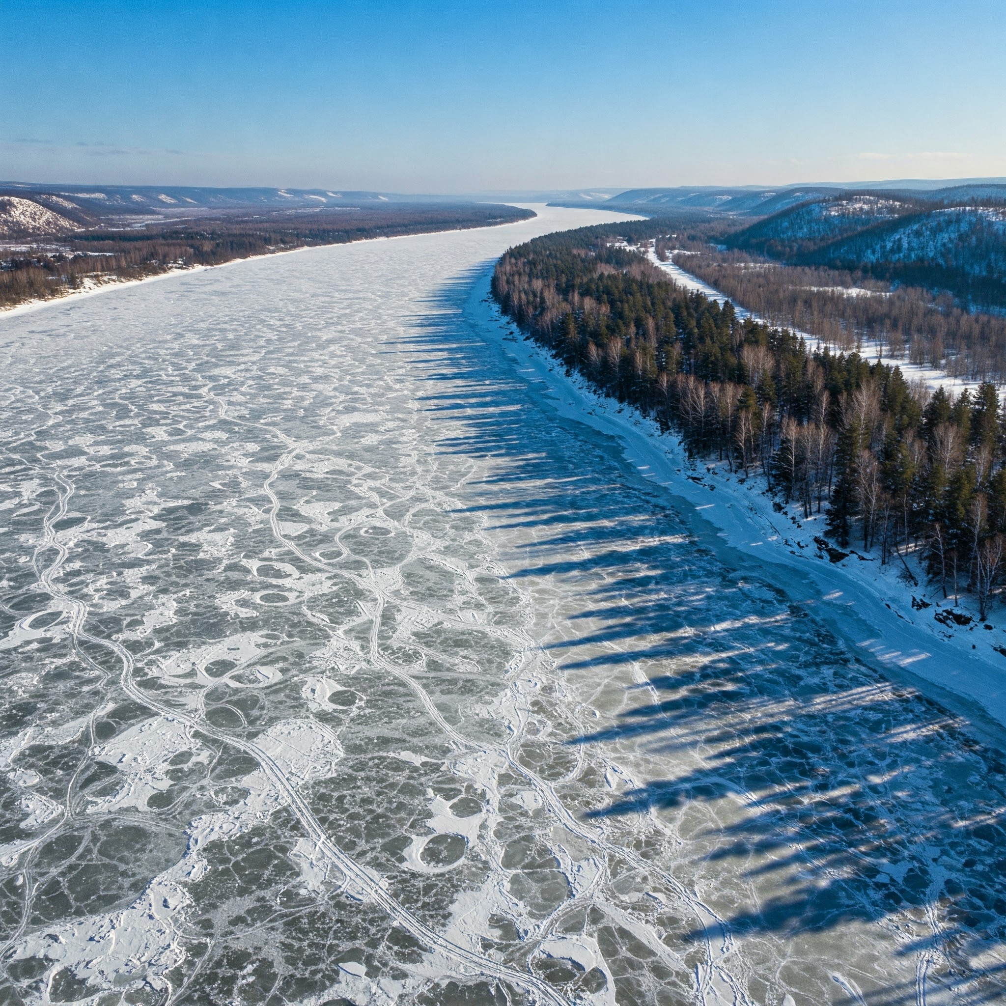 The Ob River Freezes for Half the Year