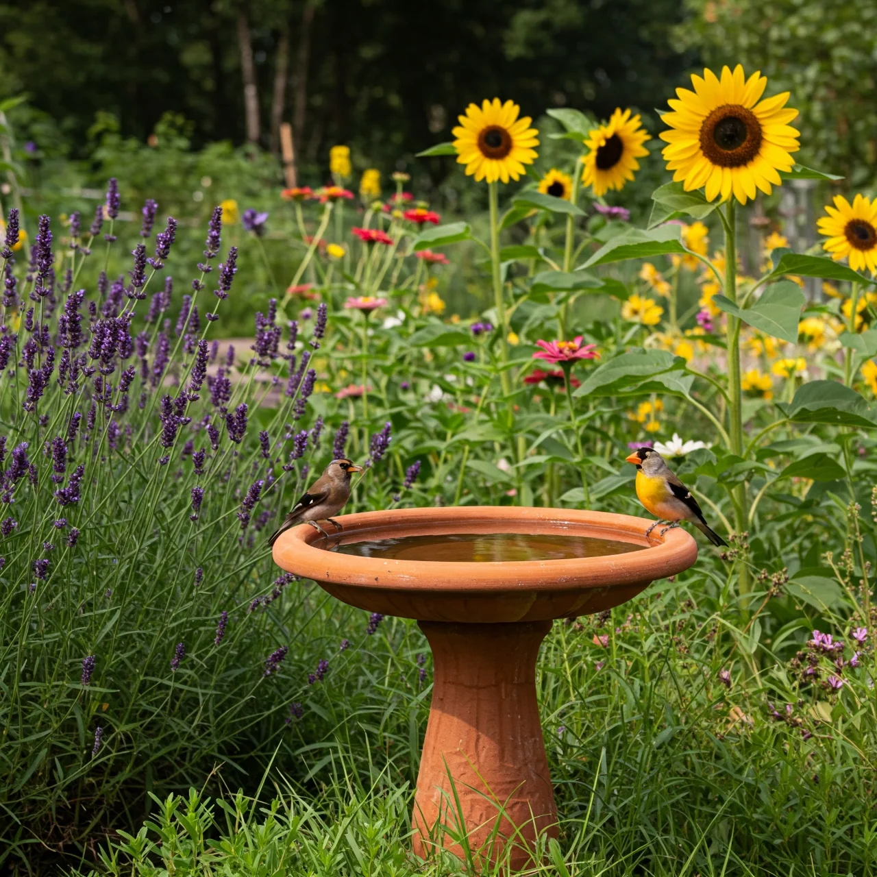 7. Simple Bird Bath: Attract Feathered Friends to Your Summer Garden