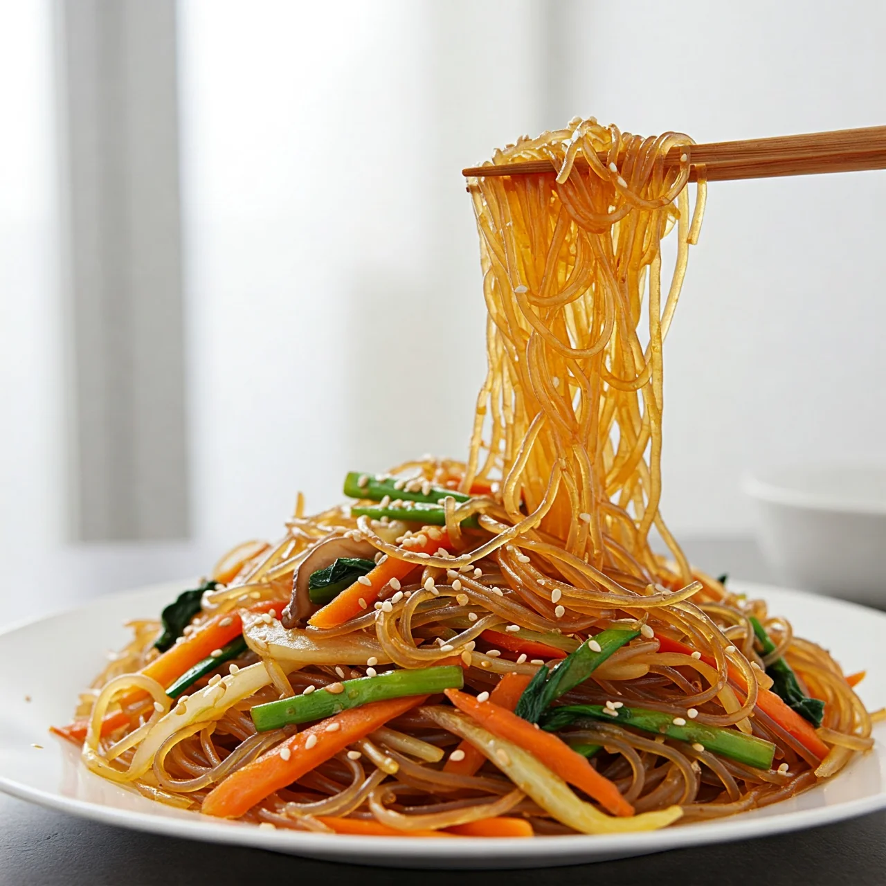1. Japchae (Korea): Glass Noodles with a Sweet & Savory Twirl ๐ฐ๐ท