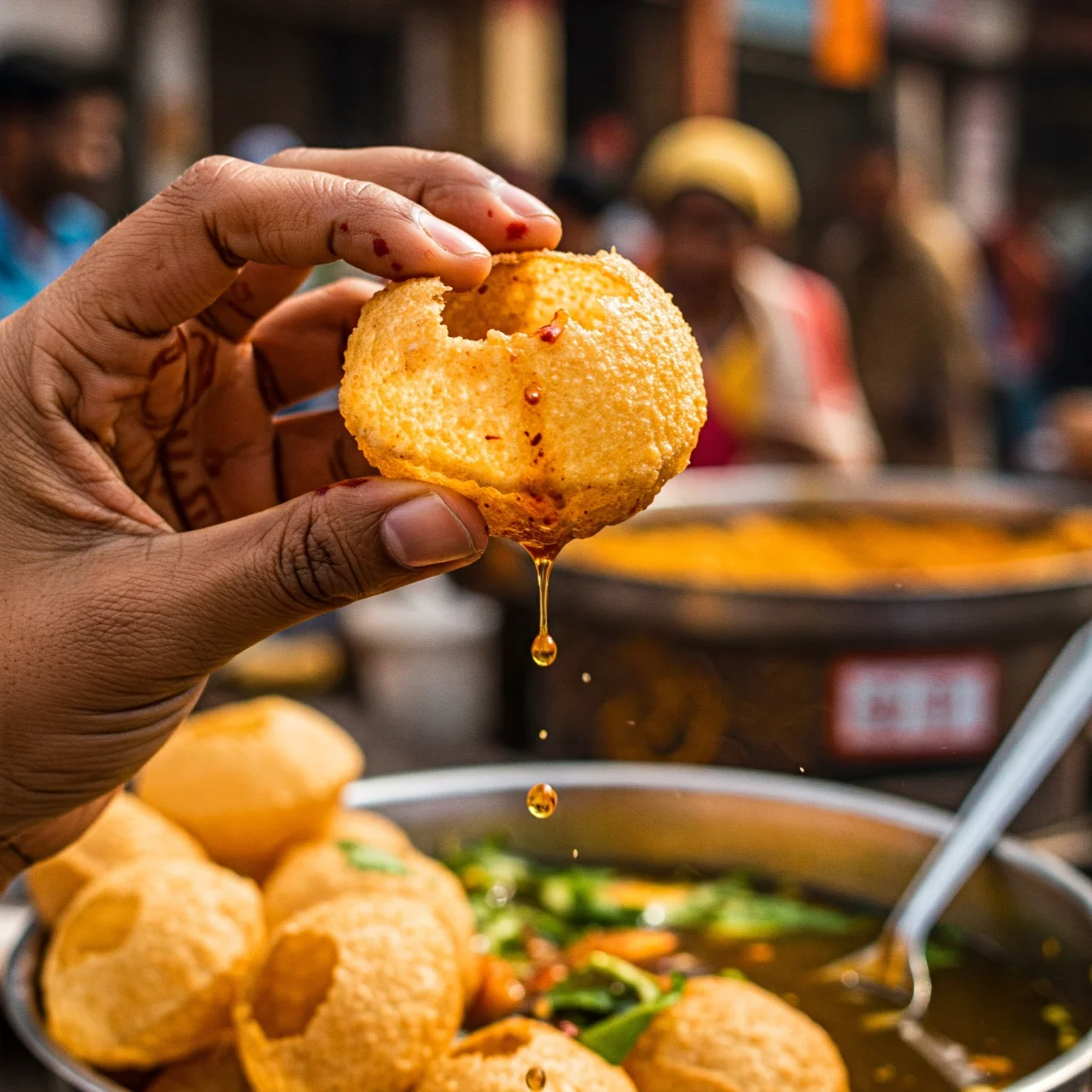 4. Pani Puri (India): The Explosive Water Bombs
