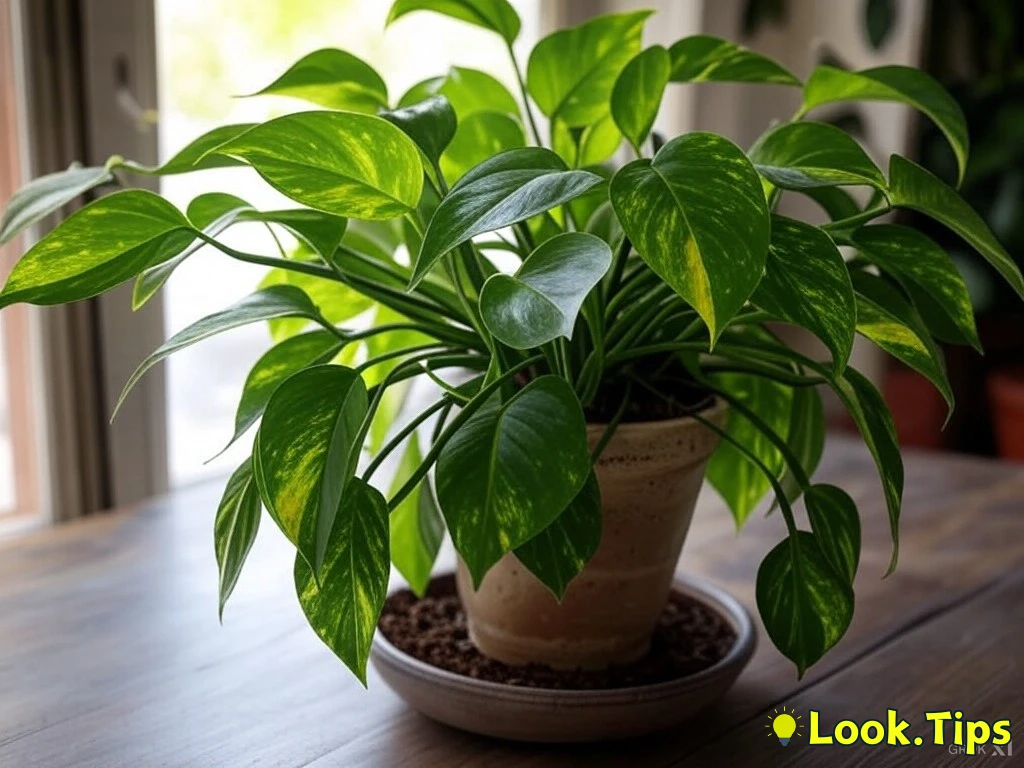 6. Golden Pothos (Epipremnum aureum)