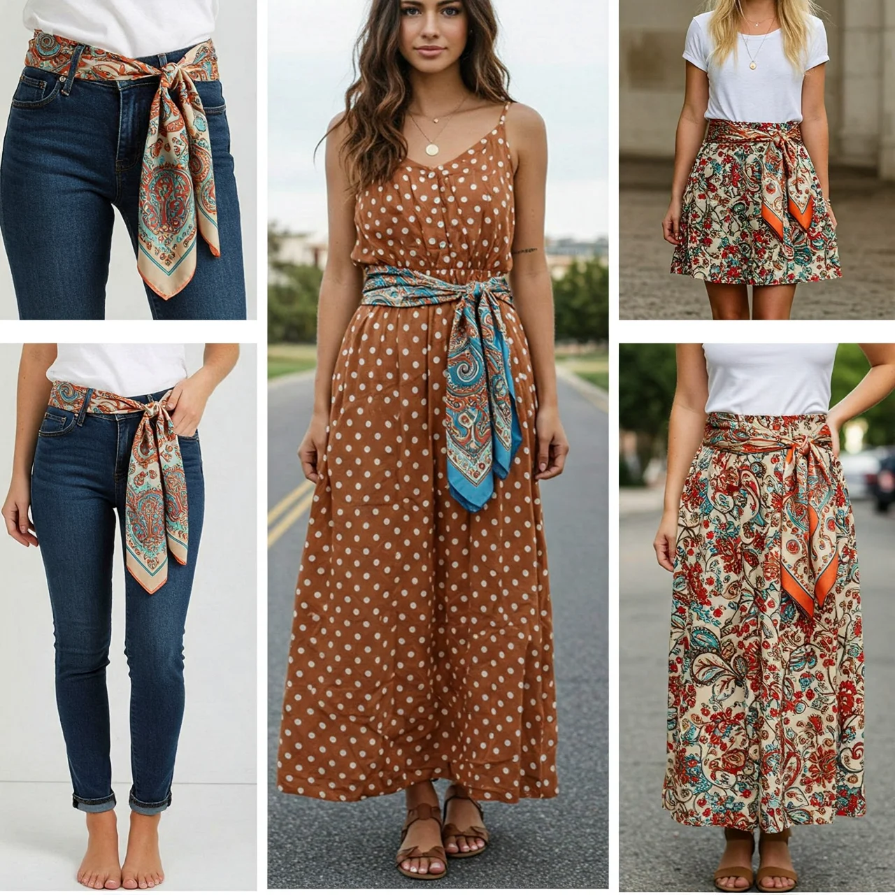 2. Scarf Belt Chic: Cinch Your Waist with Patterned Panache