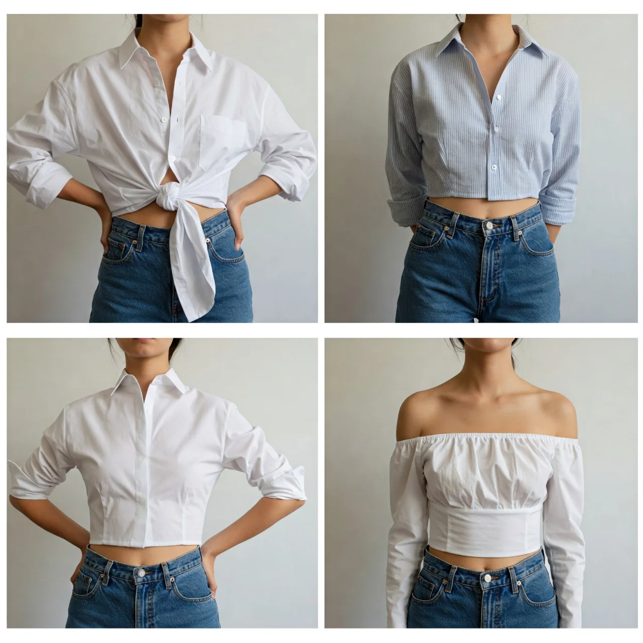 4. Button-Up to Chic Crop Top: A Shirt to Top Transformation