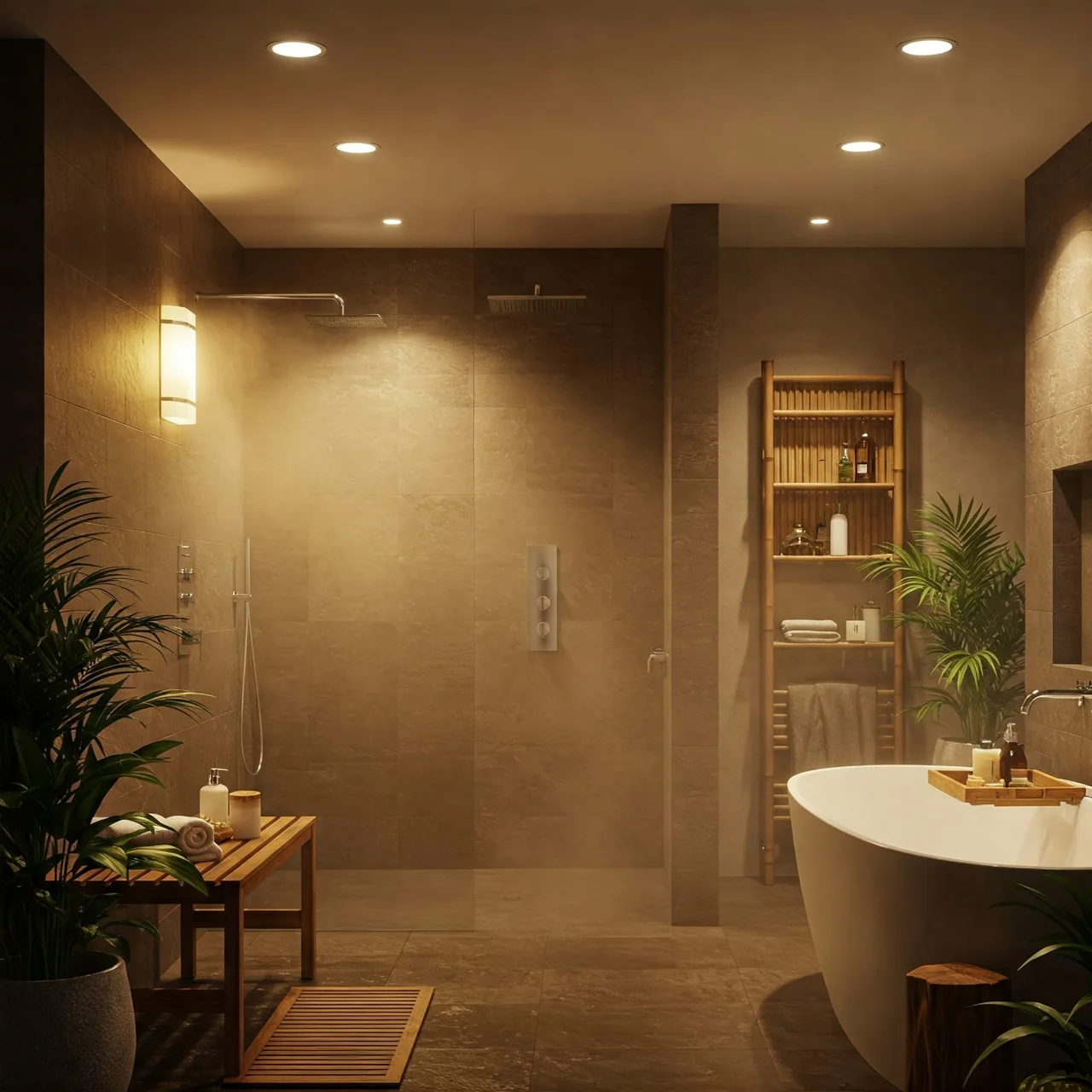 5. Elevate Ambiance with Spa-Inspired Lighting & Natural Touches