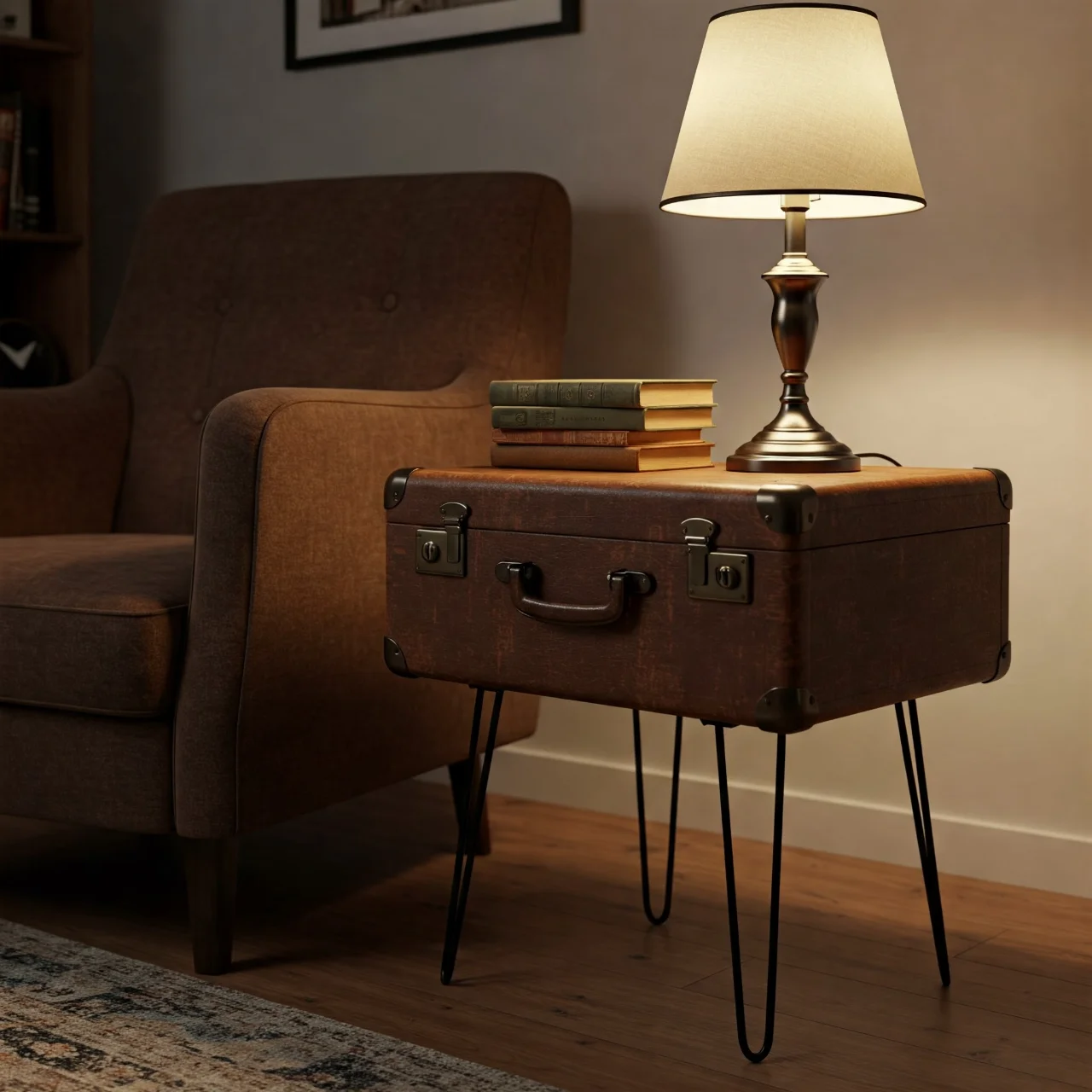 2. Suitcase Side Table: Vintage Travel Flair