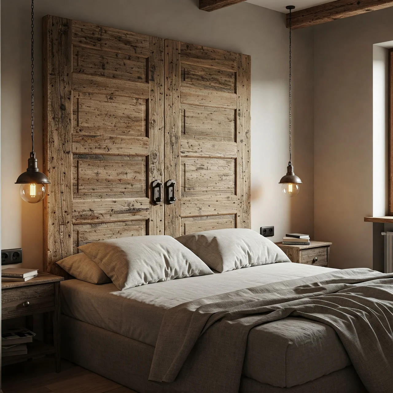 3. Door Headboard: Rustic Reclaimed Grandeur